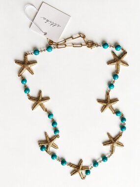 Ettika Mermaid Cove Turquoise Blue & Gold Starfish Necklace NWT
